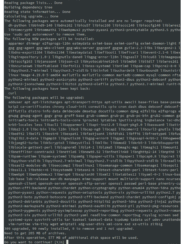 Debian 9 apt upgrade command