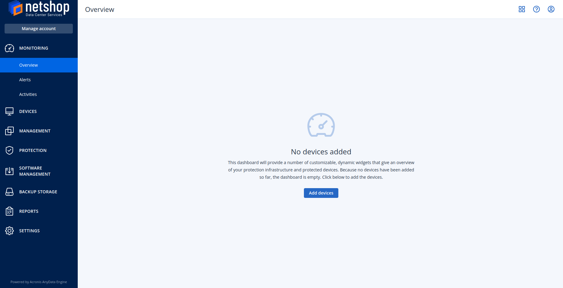 Acronis Portal Add Device