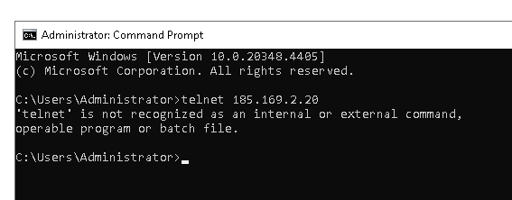 Telnet client on Windows Server does not work.