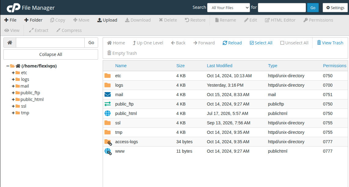Manage files with cPanel's built-in File Manager